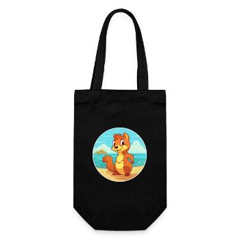 Eichhörnchen Aquarell Cartoon Kawaii Clipart Tier - Geschenkbeutel für Flaschen - Schwarz - Vorne