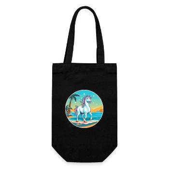 Unicorn Watercolor Cartoon Kawaii Clipart Animal - Gift Bag for Bottles - black - Front