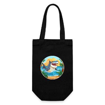 Shark Watercolor Cartoon Kawaii Clipart Animal - Gift Bag for Bottles - black - Front