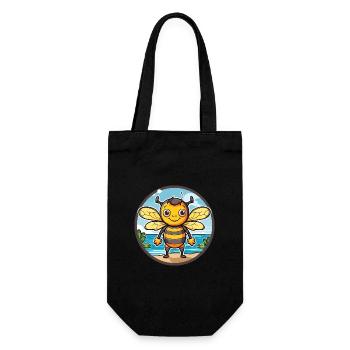 Bee Watercolor Cartoon Kawaii Clipart Animal - Gift Bag for Bottles - black - Front