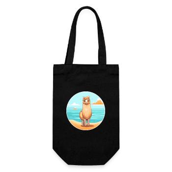 Alpaga aquarelle dessin animé Kawaii Clipart Animal - Sac à bouteille - noir - Devant