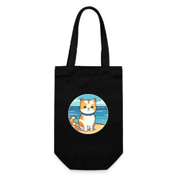 Katze Aquarell Karikatur Kawaii Clipart Tier - Geschenkbeutel für Flaschen - Schwarz - Vorne