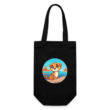 Cheetah Watercolor Cartoon Kawaii Clipart Animal - Gift Bag for Bottles - black - Front