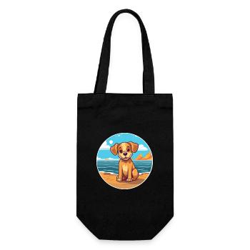 Chien aquarelle dessin animé Kawaii Clipart Animal - Sac à bouteille - noir - Devant