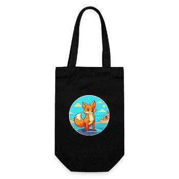 Fuchs Aquarell Cartoon Kawaii Clipart Tier - Geschenkbeutel für Flaschen - Schwarz - Vorne