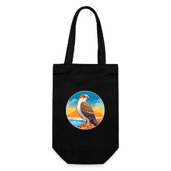 Hawk Watercolor Cartoon Kawaii Clipart Animal - Gift Bag for Bottles - black - Front