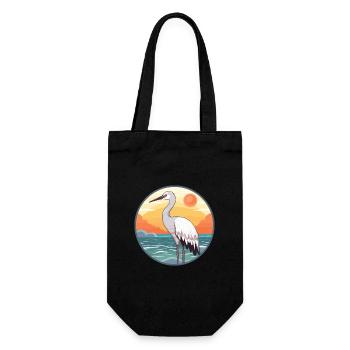 Grue Aquarelle Cartoon Kawaii Clipart Animal - Sac à bouteille - noir - Devant