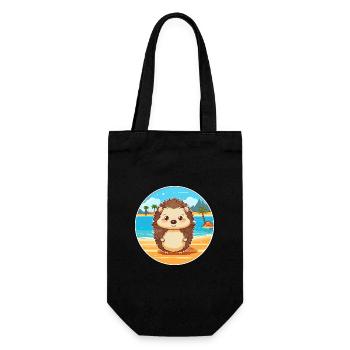 Igel Aquarell Karikatur Kawaii Clipart Tier - Geschenkbeutel für Flaschen - Schwarz - Vorne