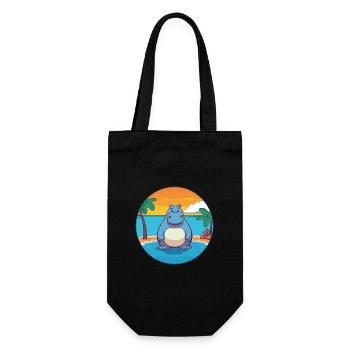 Hippo Watercolor Cartoon Kawaii Clipart Animal - Gift Bag for Bottles - black - Front