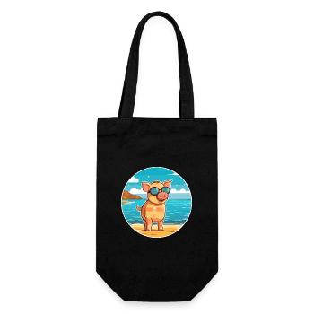 Pig Watercolor Cartoon Kawaii Clipart Animal - Gift Bag for Bottles - black - Front