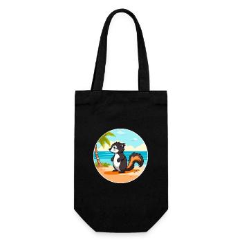 Skunk aquarelle dessin animé Kawaii Clipart Animal - Sac à bouteille - noir - Devant