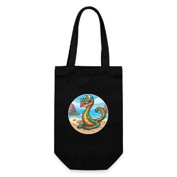 Snake Watercolor Cartoon Kawaii Clipart Animal - Gift Bag for Bottles - black - Front