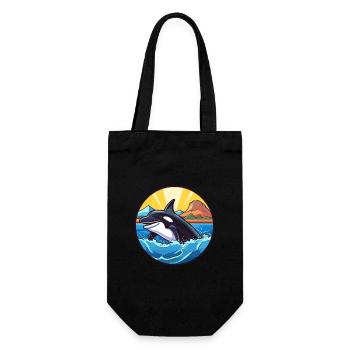 Orca Watercolor Cartoon Kawaii Clipart Animal - Gift Bag for Bottles - black - Front