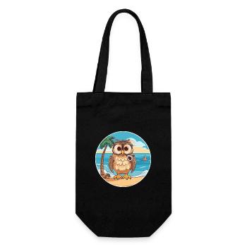 Owl Watercolor Cartoon Kawaii Clipart Animal - Gift Bag for Bottles - black - Front