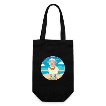 Schaf Aquarell Cartoon Kawaii Clipart Tier - Geschenkbeutel für Flaschen - Schwarz - Vorne