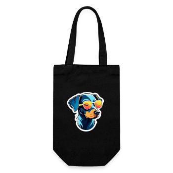 Doberman Dog Drawing - Gift Bag for Bottles - black - Front