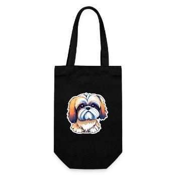 Shih Tzu Dog Drawing - Gift Bag for Bottles - black - Front