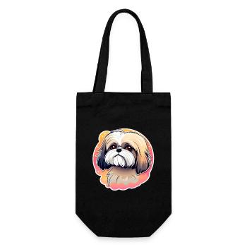 Shih Tzu Hund Zeichnung - Geschenkbeutel für Flaschen - Schwarz - Vorne