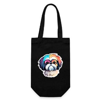 Shih Tzu Dog Drawing - Gift Bag for Bottles - black - Front