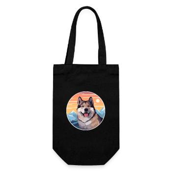 Akita Hunderasse Karikatur Kawaii Aquarell - Geschenkbeutel für Flaschen - Schwarz - Vorne