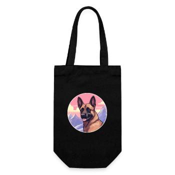Chien Malinois Belge Race Cartoon Kawaii Watercol - Sac à bouteille - noir - Devant