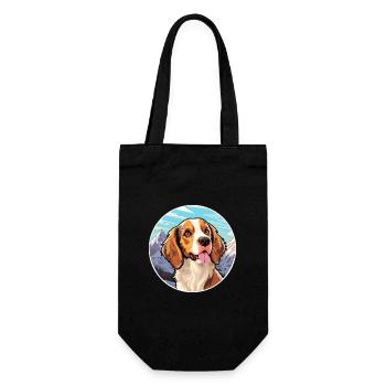 Bretagne chien race dessin animé Kawaii aquarelle - Sac à bouteille - noir - Devant