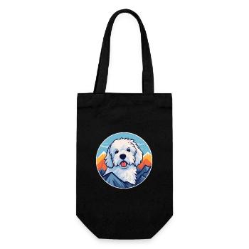 Bolognese Hunderasse Cartoon Kawaii Aquarell - Geschenkbeutel für Flaschen - Schwarz - Vorne