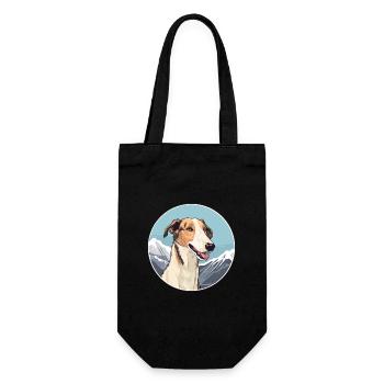 Barsoi Hunderasse Karikatur Kawaii Aquarell - Geschenkbeutel für Flaschen - Schwarz - Vorne