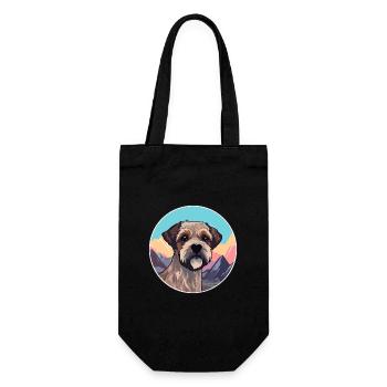Border Terrier chien race dessin animé Kawaii aquarelle - Sac à bouteille - noir - Devant