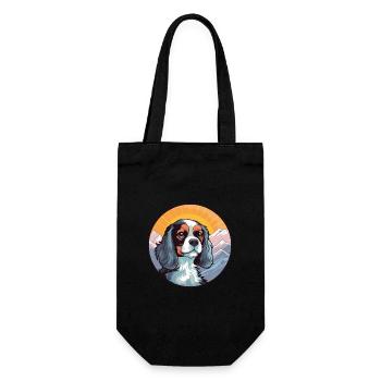 Cavalier Dog Breed Cartoon Kawaii Watercolor - Gift Bag for Bottles - black - Front