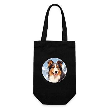 Collie chien race dessin animé Kawaii aquarelle - Sac à bouteille - noir - Devant