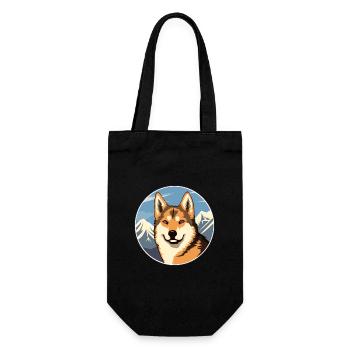 Dingo Dog Breed Cartoon Kawaii Watercolor - Gift Bag for Bottles - black - Front
