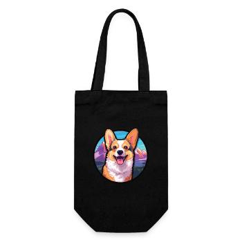Corgi chien race dessin animé Kawaii aquarelle - Sac à bouteille - noir - Devant