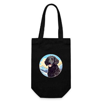 Lockige beschichtete Retriever-Hunderasse Karikatur Kawaii Wa - Geschenkbeutel für Flaschen - Schwarz - Vorne