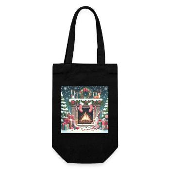 Weihnachts Design 4 - Geschenkbeutel für Flaschen - Schwarz - Vorne