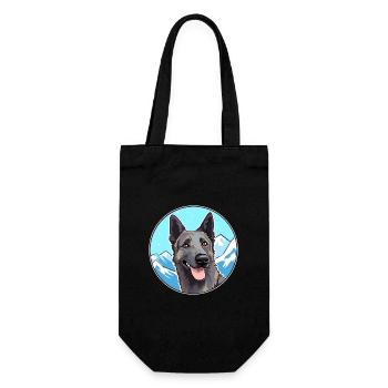 Dutch Shepherd Dog Breed Cartoon Kawaii Watercolor - Gift Bag for Bottles - black - Front