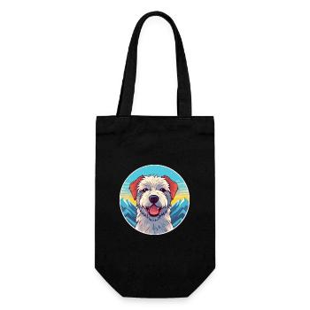Dutch Smoushond Dog Breed Cartoon Kawaii Watercolo - Gift Bag for Bottles - black - Front