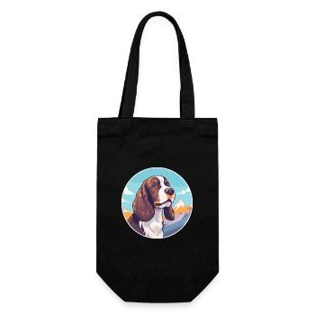 English Springer Spaniel Hunderasse Cartoon Kawaii - Geschenkbeutel für Flaschen - Schwarz - Vorne