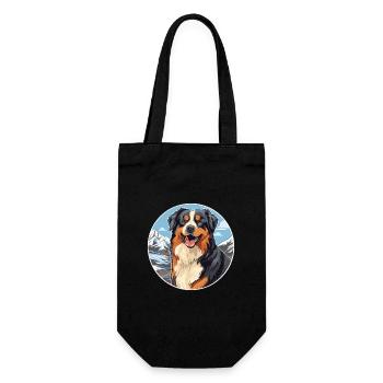 English Shepherd Dog Breed Cartoon Kawaii Watercol - Gift Bag for Bottles - black - Front