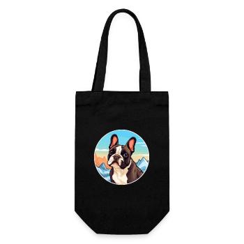 French Bulldog Dog Breed Cartoon Kawaii Watercolor - Gift Bag for Bottles - black - Front
