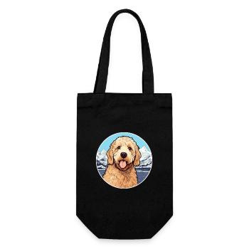Goldendoodle Dog Breed Cartoon Kawaii Watercolor - Gift Bag for Bottles - black - Front