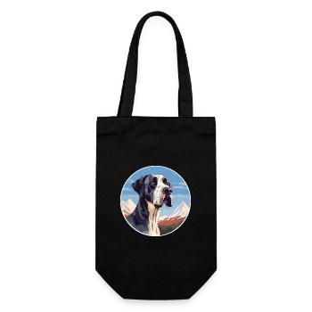 Große Dogge Hunderasse Cartoon Kawaii Aquarell - Geschenkbeutel für Flaschen - Schwarz - Vorne