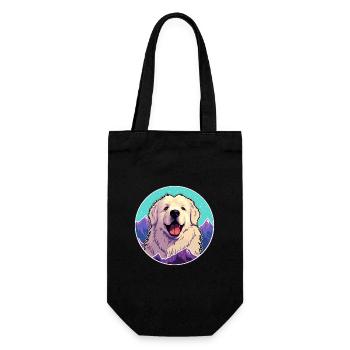 Grande race de chien des Pyrénées dessin animé Kawaii aquarelle - Sac à bouteille - noir - Devant