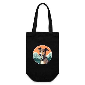 Greyhound Hund Rasse Cartoon Kawaii Aquarell - Geschenkbeutel für Flaschen - Schwarz - Vorne