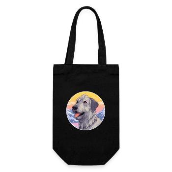 Irish Wolfhound Dog Breed Cartoon Kawaii Watercolo - Gift Bag for Bottles - black - Front
