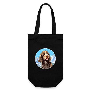 Deutsch Langhaar Vorstehhund Rasse Cartoon Kawaii - Geschenkbeutel für Flaschen - Schwarz - Vorne