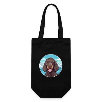 Irischer Wasserspaniel Hunderasse Cartoon Kawaii Wasser - Geschenkbeutel für Flaschen - Schwarz - Vorne