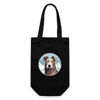 Hase indische Hunderasse Cartoon Kawaii Aquarell - Geschenkbeutel für Flaschen - Schwarz - Vorne