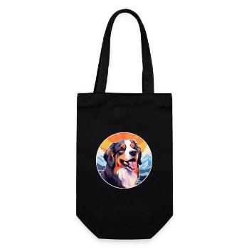 Hovawart chien race dessin animé Kawaii aquarelle - Sac à bouteille - noir - Devant
