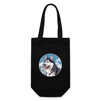 Husky Hunderasse Cartoon Kawaii Aquarell - Geschenkbeutel für Flaschen - Schwarz - Vorne